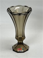 7" Fostoria 9-Sided Footed Vintage Smoky Glass