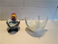 MURANO GLASS CLOWN AND LARGE GLASS SWAN