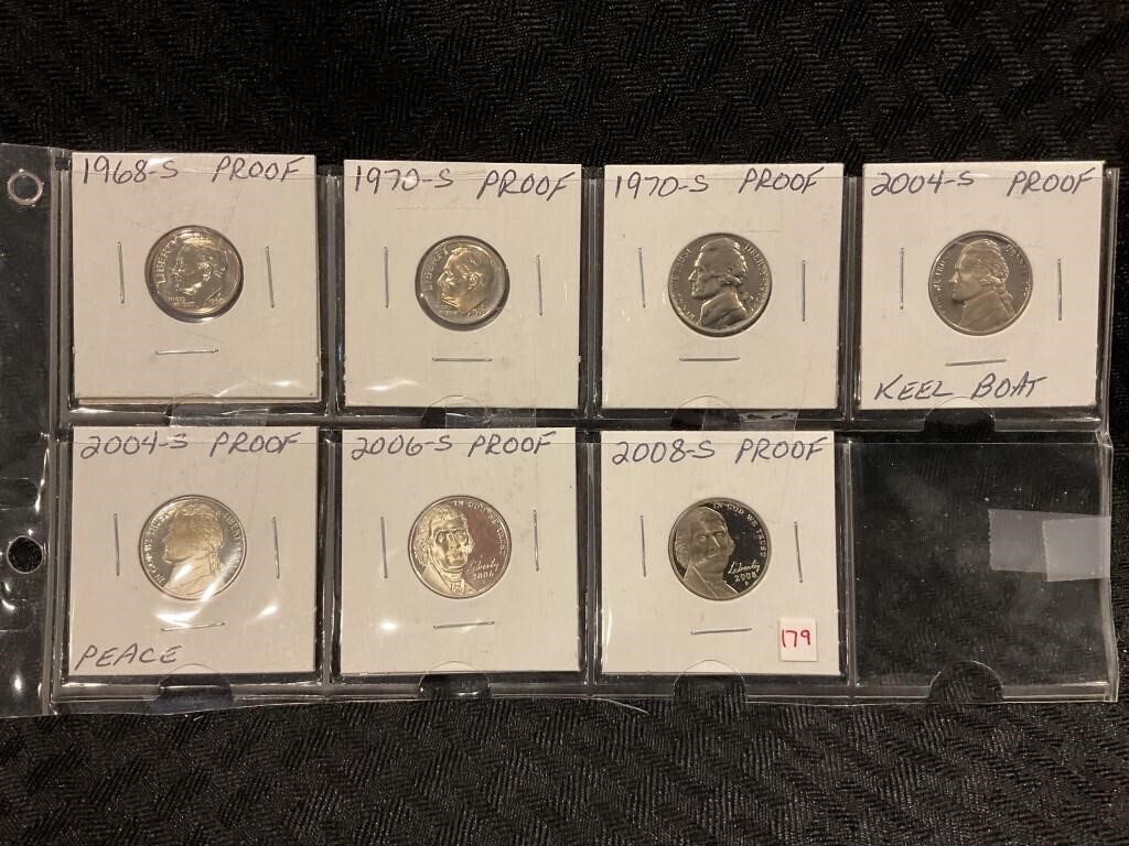 LOT OF 7 PROOF COINS
