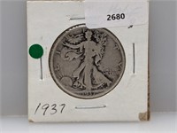 1937 90% Silver Walker Half $1 Dollar