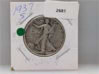 1937-S 90% Silver Walker Half $1 Dollar
