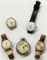 Lot: 4 Vintage Men's Watches & Pocketwatch.