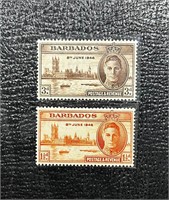 (2) Lot of 1946 British Barbados Stamps