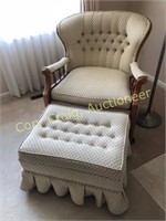 Wing back living room chair with ottoman