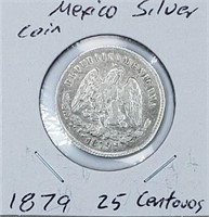 Mexico Silver Coin 1879 25 Centavos