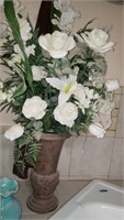 Vase W/ Artificial White Flowers