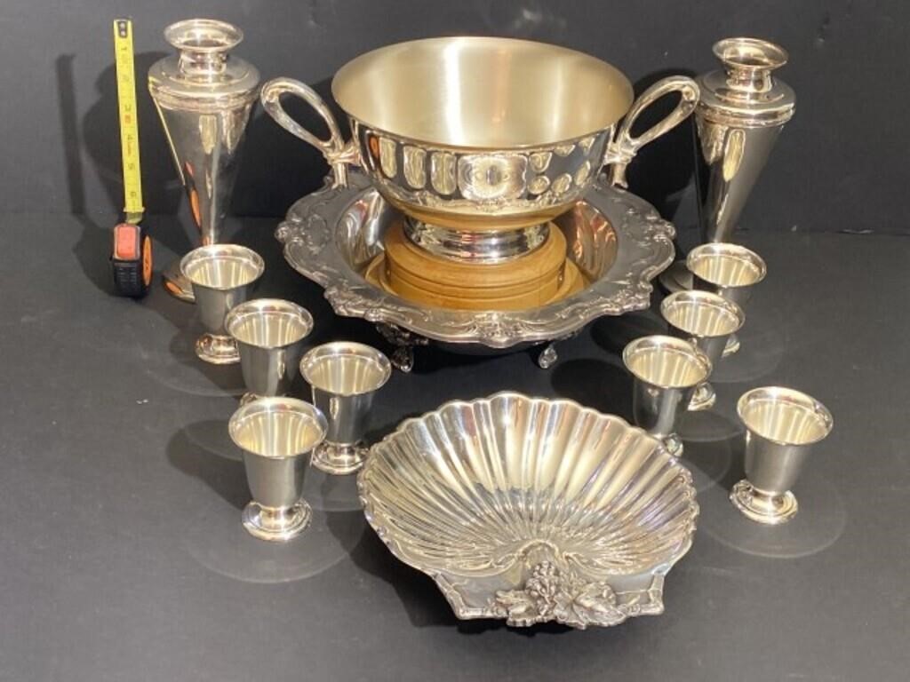 13 Pieces Mixed Silver Plate Serving Pieces, Etc.