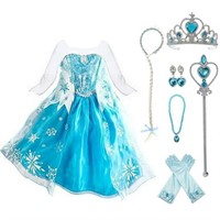 2T  Sz 2T Girls Sequin Princess Elsa Costume Long