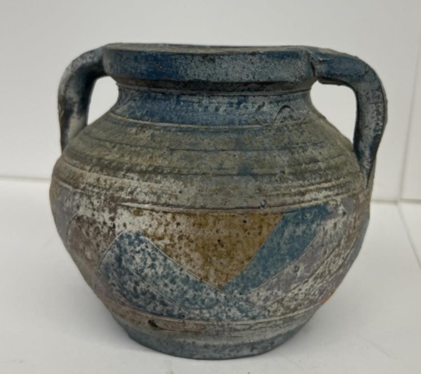 Double handled pottery vase