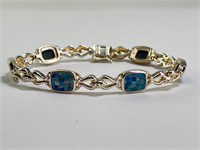 Solid Sterling Mosaic "Opal" Bracelet 22 Gr 7 3/4"