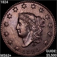 1824 Coronet Head Cent CHOICE BU+