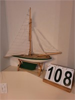 Wooden Sail Boat 22 1/2 X 22 1/2