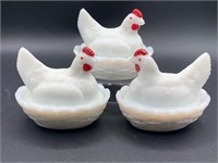 Westmoreland Milkglass Hen Dishes