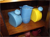 3 Refrigerator Pitchers In Blue & Yellow