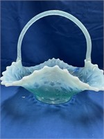 Fenton Sea Mist Opalescent Large Rose Basket