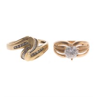 Two Lady's Classic 14K Gold Rings