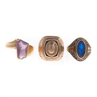 A Trio of Lady's Gold Gemstone Rings