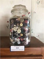 Glass Canister Filled w/Vintage Buttons