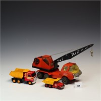 Vintage Tonka crane, Buddy L, and dump truck