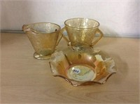 Opalescent Cream and Sugar and Bowl