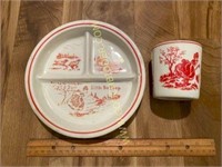 Little Bo Peep childs divided plate and cup