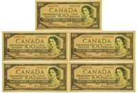 Lot 5 Canada 24kt Gold Foil $100 Coillectible Bote