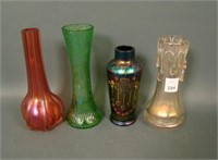 Four Pc Bohemian Czech Art Glass Vase Lot