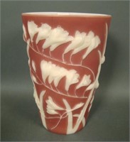 Phoenix Red on Milk Glass Freesia Tumbler Vase