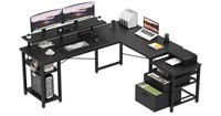 KKL 59" L Shaped Desk with Drawers