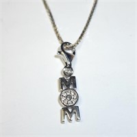 $160 Silver Cz Mom 20" Necklace