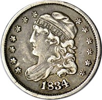 1834 CAPPED BUST HALF DIME - VF