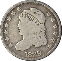 1829 CAPPED BUST HALF DIME - VG, OBV SCRATCHES