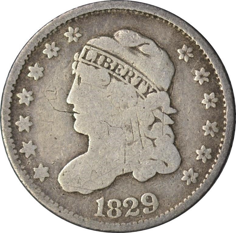 1829 CAPPED BUST HALF DIME - VG, OBV SCRATCHES
