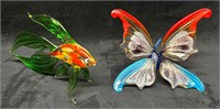 Butterfly & Fish Blown Glass Art
