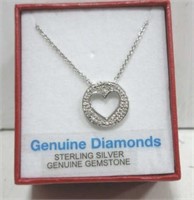 Sterling Silver Diamond " Love" Heart Pendant