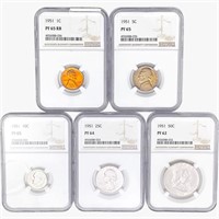 [5] 1951 Varied Coinage Set NGC PF