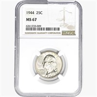 1944 Washington Silver Quarter NGC MS67