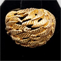 10 KT YELLOW GOLD DOME STYLE WIRE MESH RING