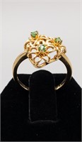 14 KT YELLOW GOLD RING SET WITH EMERALDS