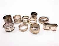 COLLECTION OF (10) SILVER AND PLATE NAPKIN RINGS