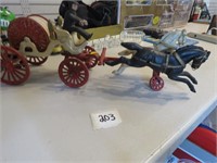 Cast Iron Fire CO Horse Pulled Fire Fighting WAGON