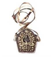 Tibetan Miniature Silvered Prayer Box, 20th c.