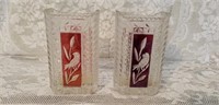 Lot of 2 Cranberry Overlay Heavy Crystal Vases