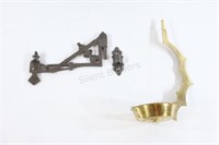 Cast Iron Oil Lamp Bracket & Brass Arm for Font