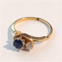 14k Gold Ring Blue Sapphire 3grams
