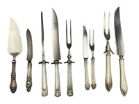 Meat Carving/ Server Sets,2 Marked Sterling Handle