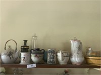 Tea pots, pitcher and vases