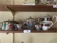 Tea pots, creamer& Sugars