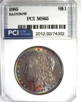1885 Morgan PCI MS65 Rainbow