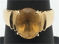 14k Gold Ring With Yellow Stone